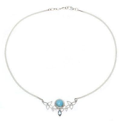 Glorious Sky,'Larimar and Blue Topaz Pendant Necklace from India'