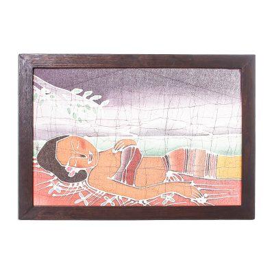 Batik art, 'Feminine Beauty' - Batik Cotton Wall H...