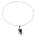 Gleam of Hope,'Handmade Lapis Lazuli and Sterling Silver Pendant Necklace'