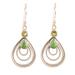 Radiate in Green,'Handmade Indian Peridot and Sterling Silver Dangle Earrings'