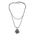 'Holy Lotus' - Artisan Crafted Silver and Amethyst Flower Necklace