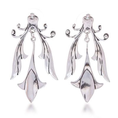 'Silver Tulips' - Floral Sterling Silver Dangle Earrings