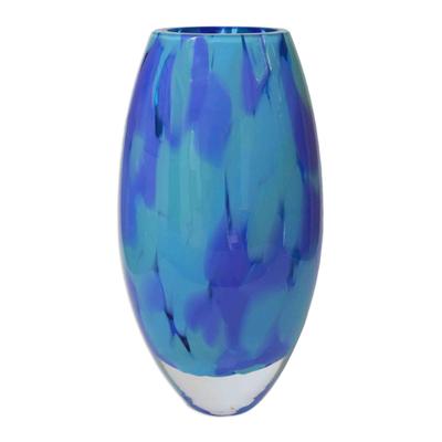 Colors of the Sky,'Unique Murano Inspired Glass Vase In Shades of Blue'