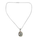 'Sky Halo' - Sterling Silver with Blue Topaz Floral Necklace Jewelry