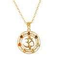 '22k Gold-Plated Om Pendant Necklace with Multiple Gemstones'