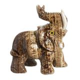 Excited Elephant,'Handmade Aragonite Gemstone Sculpture from Peru'