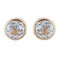 Sparkling World,'22k Gold Plated Faceted Blue Topaz Stud Earrings from India'