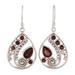 Scarlet Dew,'Garnet and Sterling Silver Dangle Earrings from India'