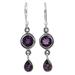 Lilac Droplets,'Faceted Amethyst and Sterling Silver Dangle Earrings'