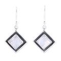 Chic Kites,'Square Rainbow Moonstone Dangle Earrings from India'