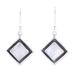 Chic Kites,'Square Rainbow Moonstone Dangle Earrings from India'