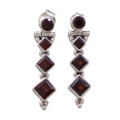 'Ravishing Red' - Hand Made Jewelry Sterling Silver and Garnet Earrings