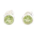 Green Night,'Polished Sterling Silver Peridot Stud Earrings from India'