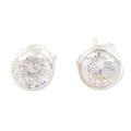 White Night,'Polished Sterling Silver Cubic Zirconia Stud Earrings'