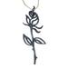 Leather necklace, 'Rose Exotica' - Floral Leather and Silver Necklace