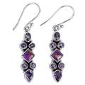 Mesmerizing Shapes,'Sterling Silver Amethyst Dangle Earrings from India'