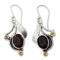 Smoky quartz and citrine dangle earrings, 'Dew Blossom'