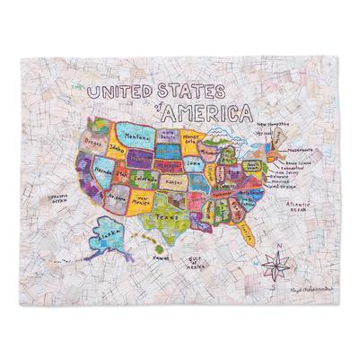 Colorful Map of The USA,'One of a Kind Patchwork M...