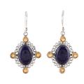 Royal Frame,'Lapis Lazuli and Citrine Dangle Earrings from India'