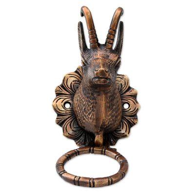 Antelope Arrival,'Indian Antiqued Copper Plated Antelope Door Knocker'