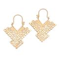 Glamorous Pura,'Pointed 18k Gold Plated Brass Drop Earrings from Bali'