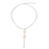 Pearl choker, 'Floral Elegance' - Pearl Choker Necklace