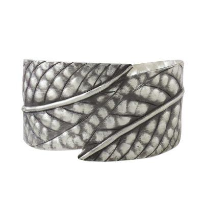 Jungle Delight,'Handcrafted Sterling Silver Leaf Cuff Bracelet from Thailand'