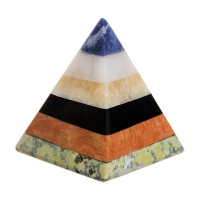 'Natural Energy' - Handcrafted Gemstone Pyramid Paperweight Sculpture