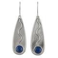 River Flow,'Sterling Silver Handcrafted Earrings with Lapis Lazuli'