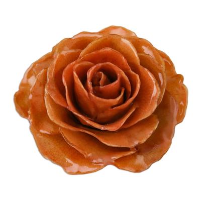 Rosy Mood in Orange,'Handcrafted Natural Rose Broo...