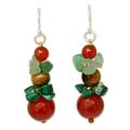 'Thai Harmony' - Beaded Carnelian Dangle Earrings