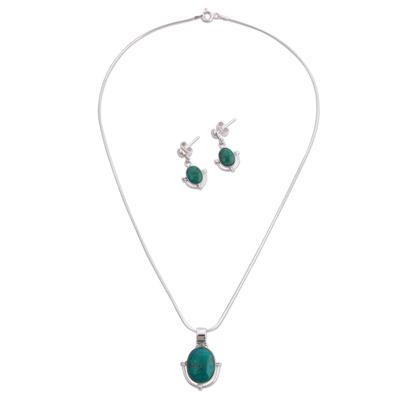 Chrysocolla jewelry set, 'Mystique'