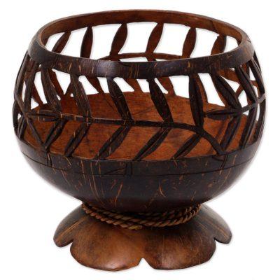 Bamboo Wraps,'Hand Carved Coconut Shell Catchall from Indonesia'