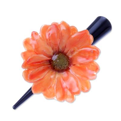 Orange Aster Passion,'Natural Orange Aster Hair Clip from Thailand'