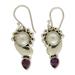 'Rajasthan Glory' - Pearl Earrings with Amethyst and Sterling Si