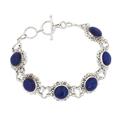 Nighttime Glamour,'Sterling Silver Lapis Lazuli Link Bracelet from India'