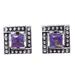 Beautiful Windows in Purple,'Square Purple Composite Turquoise Stud Earrings from India'