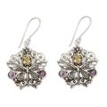 Amethyst and citrine earrings, 'Butterfly Queen'