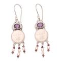 Amethyst and pearl dangle earrings, 'Moon Prince'