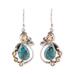 Exquisite,'Citrine and Composite Turquoise Dangle Earrings from India'