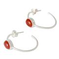 Onyx half hoop earrings, 'Contemporary Red'