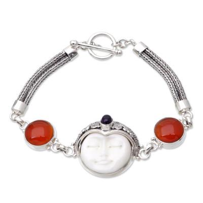 Amber and amethyst bracelet, 'Prince'