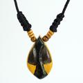 Manubea,'African Style Hand Carved Wood Necklace with Female Mask'