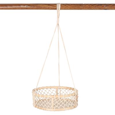 Forest Basket,'Handcrafted Round Ivory Cotton Hanging Planter from India'