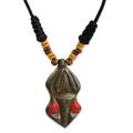 Gyau Atiko,'Hand Carved Wooden Pendant and Cord Necklace from Ghana'