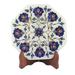 Floral Imagination,'Marble Inlay Decorative Plate with Blue Floral Motifs'