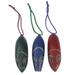 Ashanti Mask,'Hand Carved Ofram Wood Holiday Ornaments (Set of 3)'