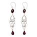 Mughal Mystery,'Long Ruby and Garnet Earrings in Sterling Silver from India'