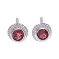 Passionate Elements,'Sterling Silver Stud Earrings with Round Garnet Gems'