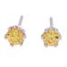 Joy Blooms,'Faceted Yellow Citrine Sterling Silver Stud Earrings'